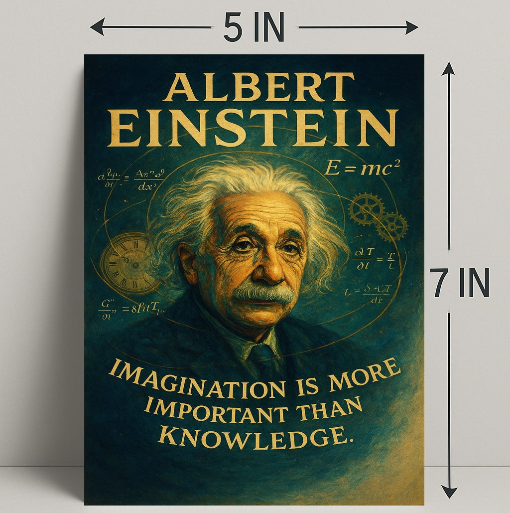 Albert Einstein Imagination Over Knowledge Poster PosterGoat