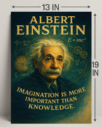 Albert Einstein Imagination Over Knowledge Poster PosterGoat