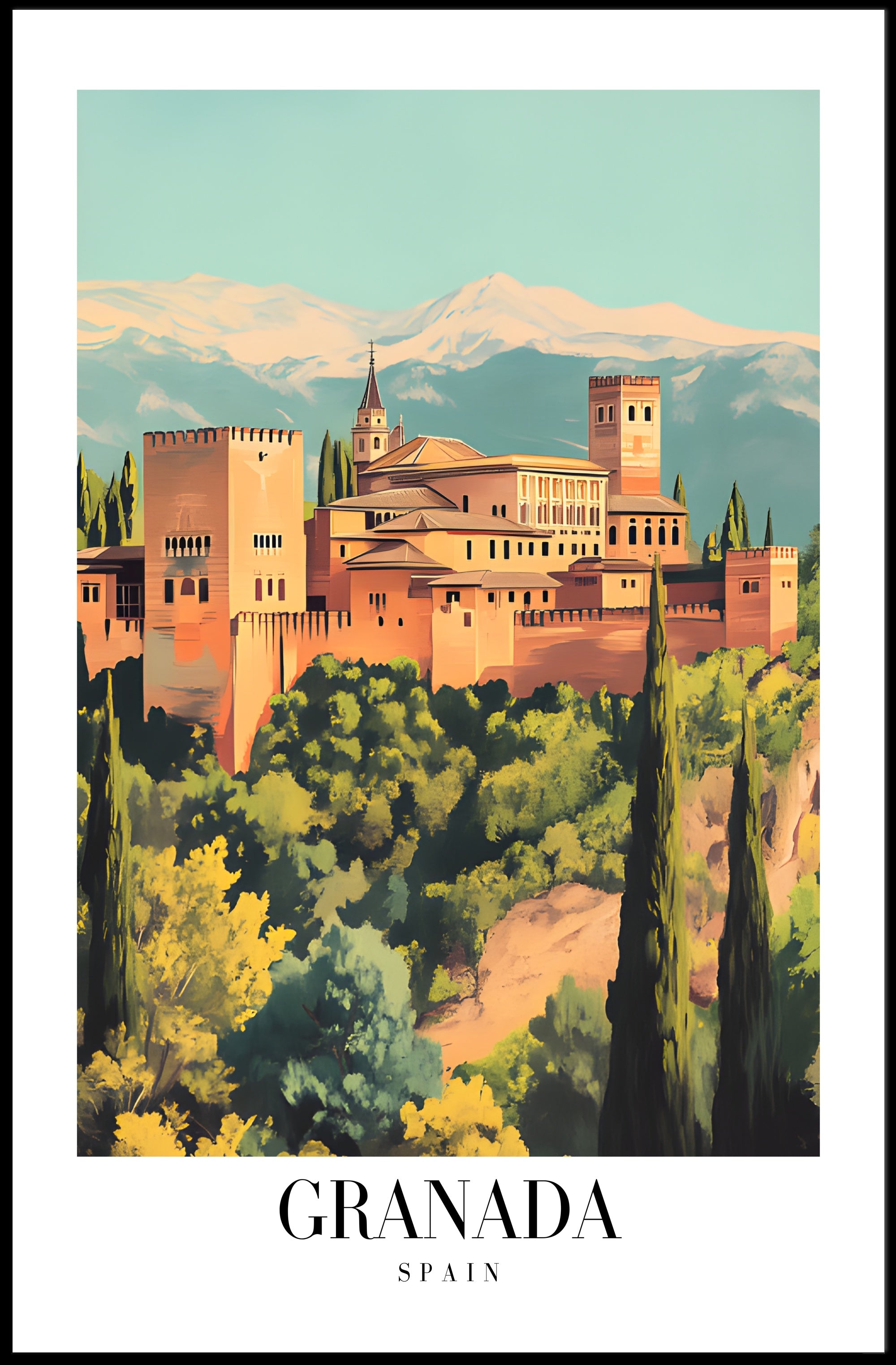 Alhambra Granada Vintage Travel Poster PosterGoat