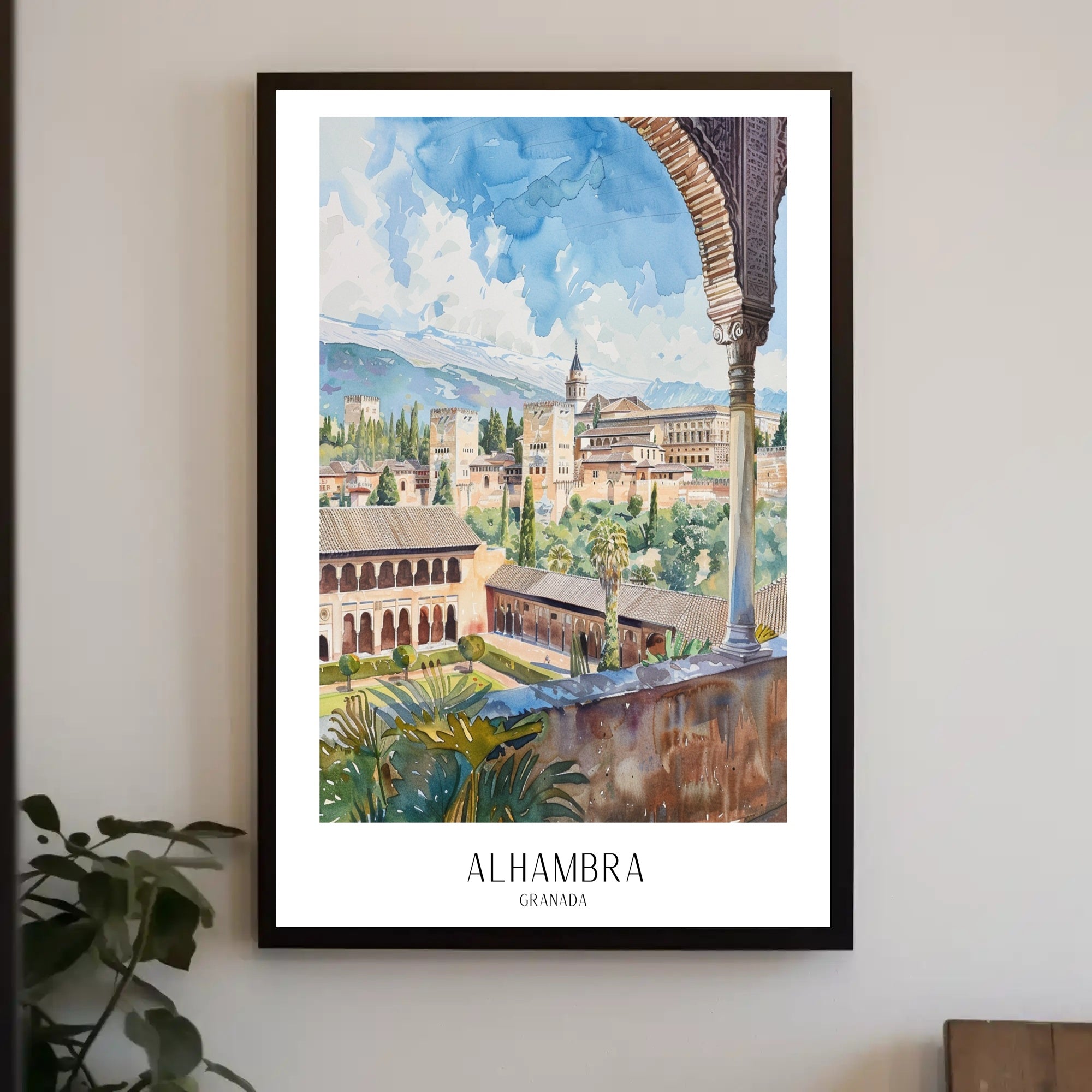 Alhambra Watercolor Art Elegant Cultural or Heritage Poster PosterGoat