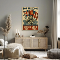 Allied Nations Unite Bold WWII Propaganda Poster PosterGoat