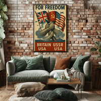 Allied Nations Unite Bold WWII Propaganda Poster PosterGoat