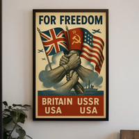 Allied Nations Unite Bold WWII Propaganda Poster PosterGoat