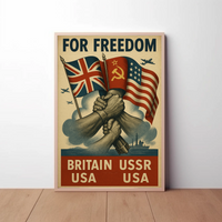Allied Nations Unite Bold WWII Propaganda Poster PosterGoat