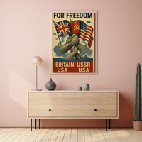 Allied Nations Unite Bold WWII Propaganda Poster PosterGoat