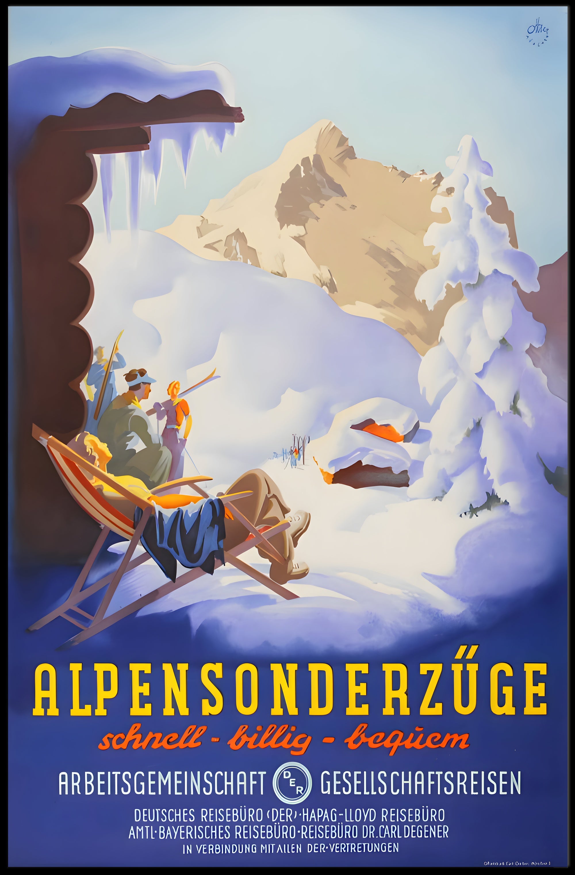 Alpine Winter Excursion Travel Poster PosterGoat