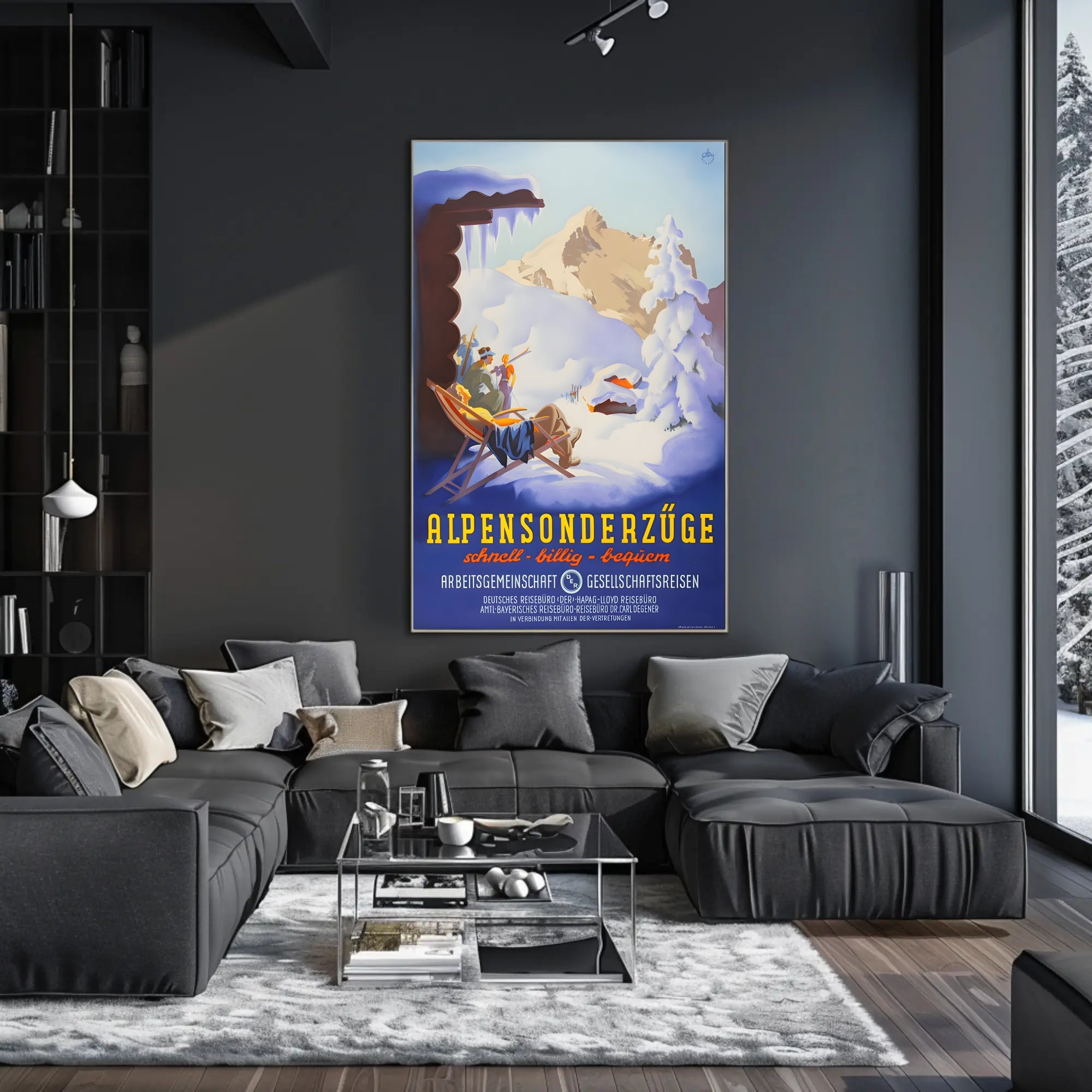 Alpine Winter Excursion Travel Poster PosterGoat