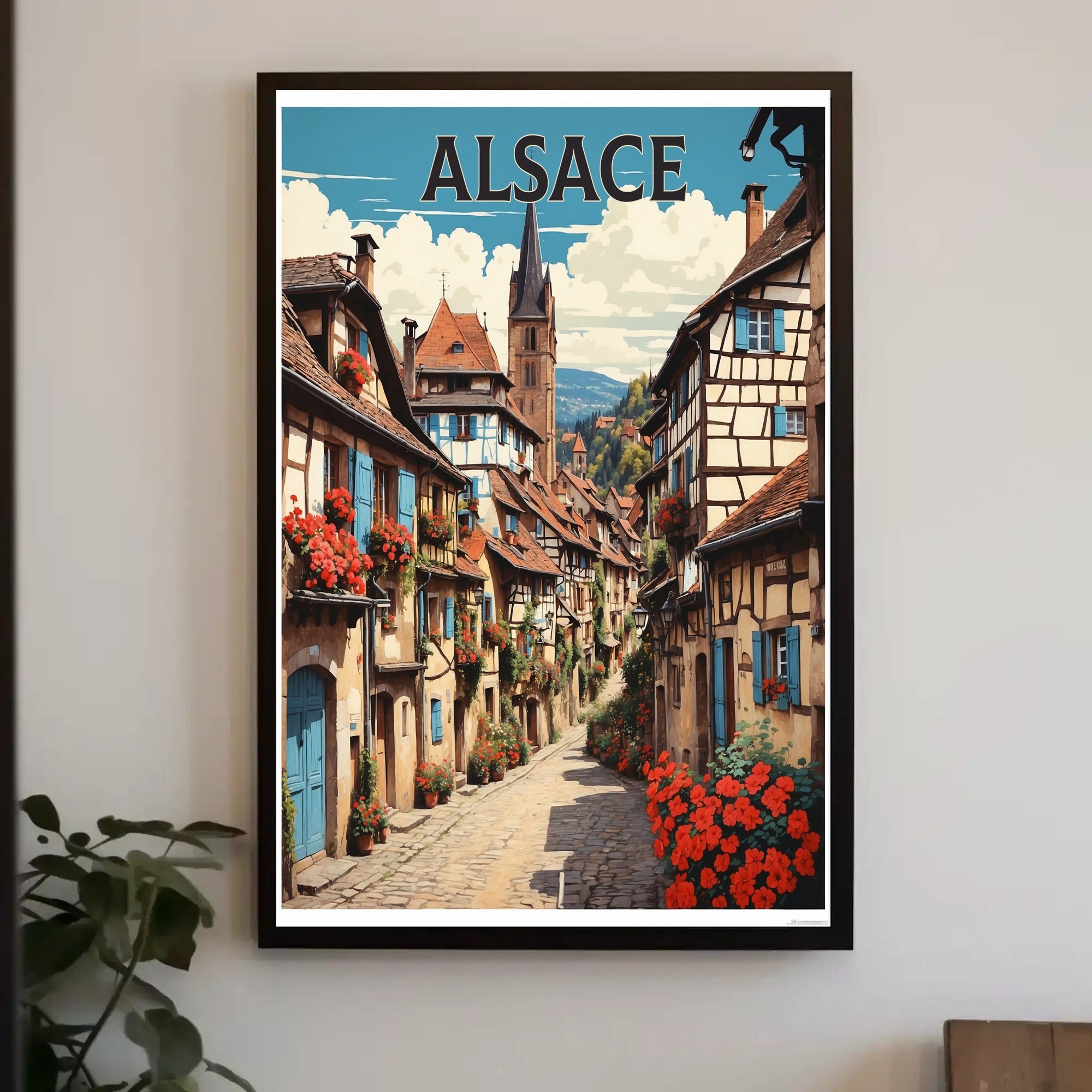 Alsace Village Street Scene Travel Poster PosterGoat