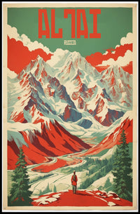 Altai Mountains Vintage Travel Poster PosterGoat