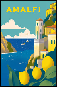 Amalfi Coast Scenic Illustration Travel Poster PosterGoat