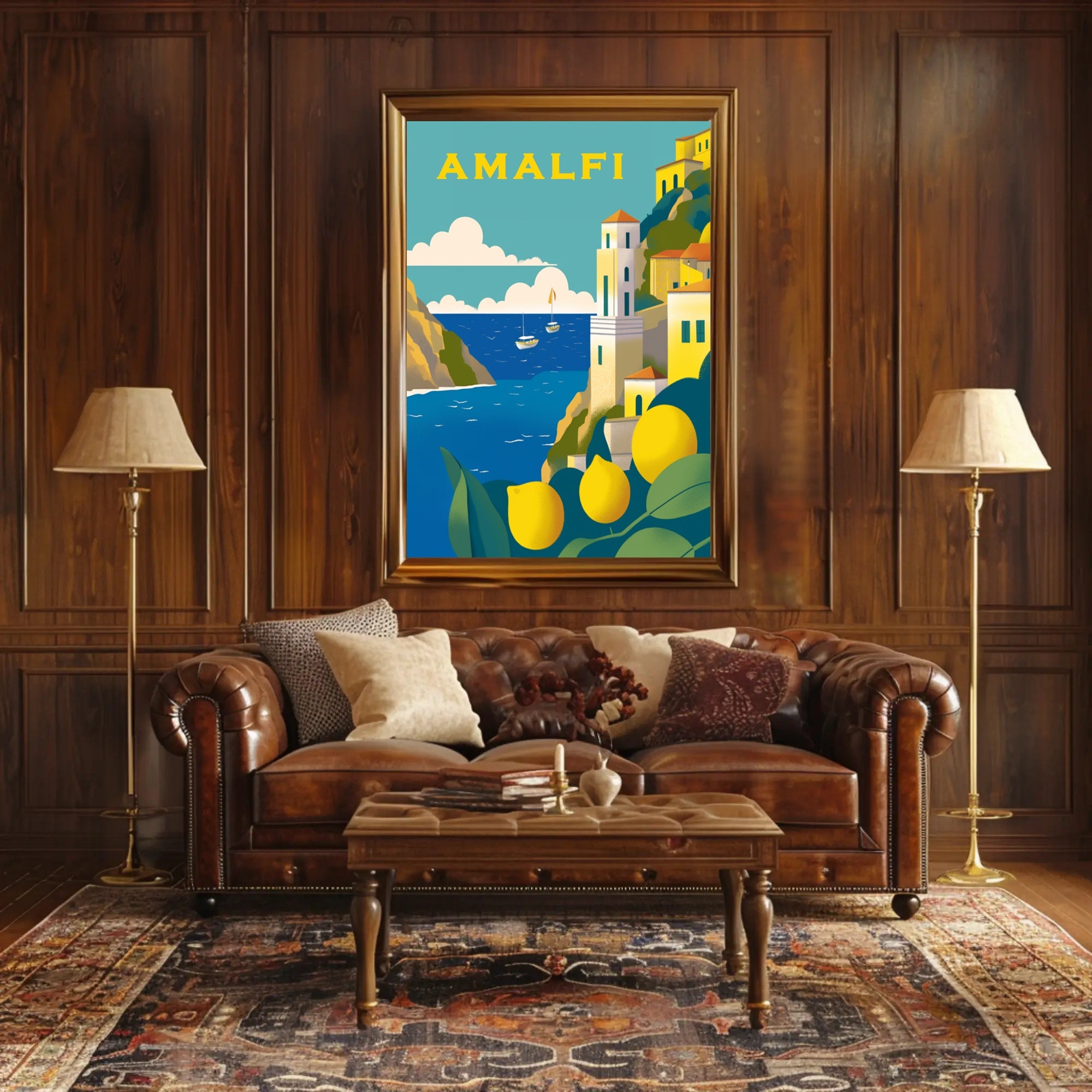 Amalfi Coast Scenic Illustration Travel Poster PosterGoat