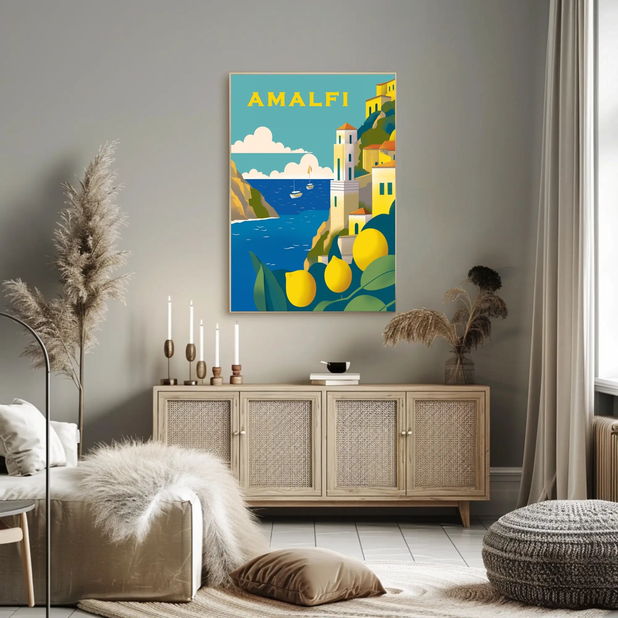 Amalfi Coast Scenic Illustration Travel Poster PosterGoat