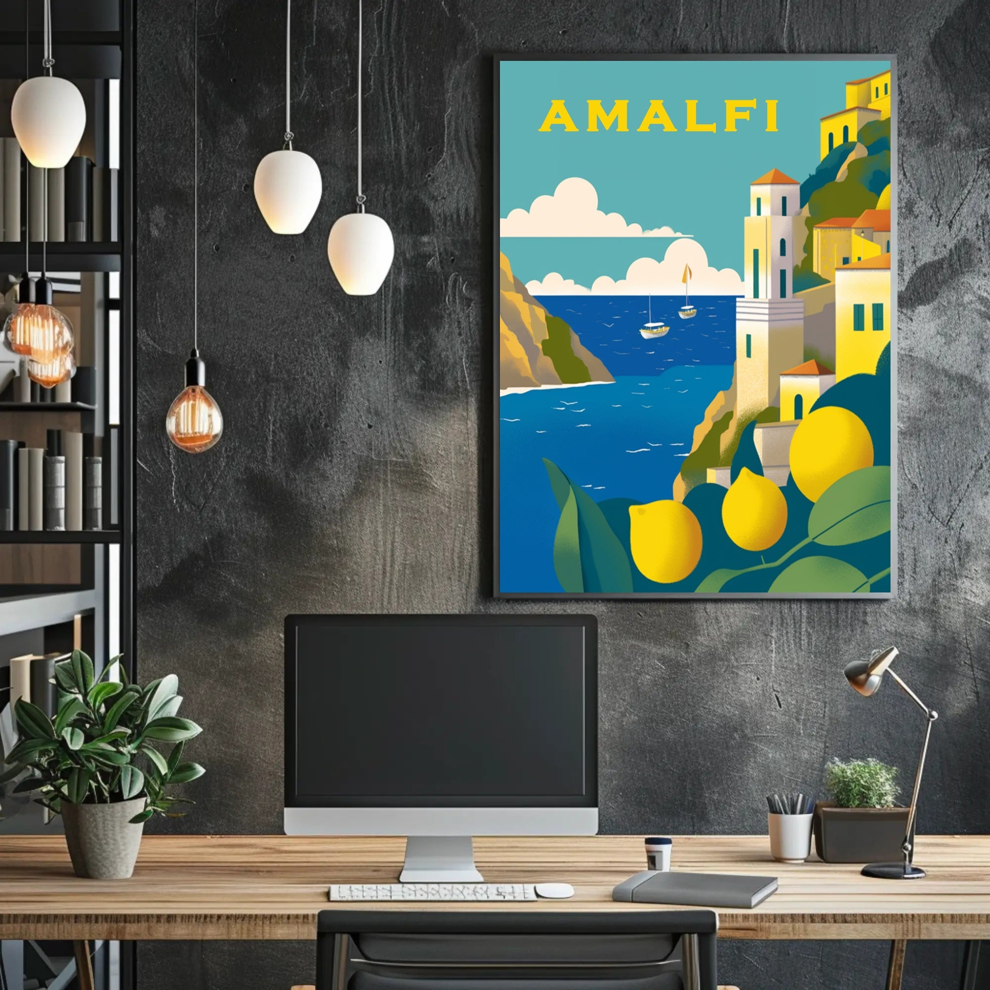 Amalfi Coast Scenic Illustration Travel Poster PosterGoat