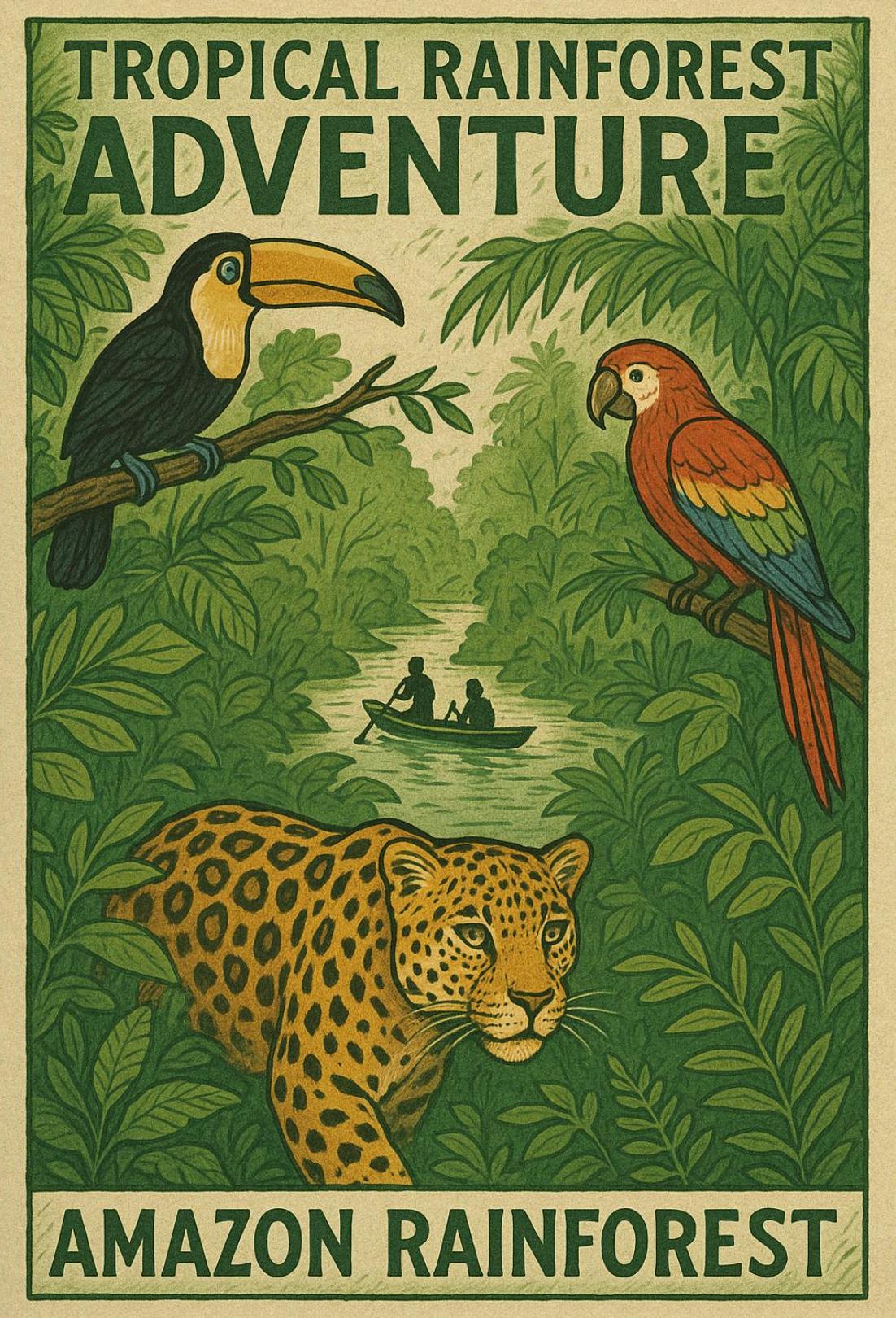 Amazon Rainforest Adventure Travel Poster PosterGoat