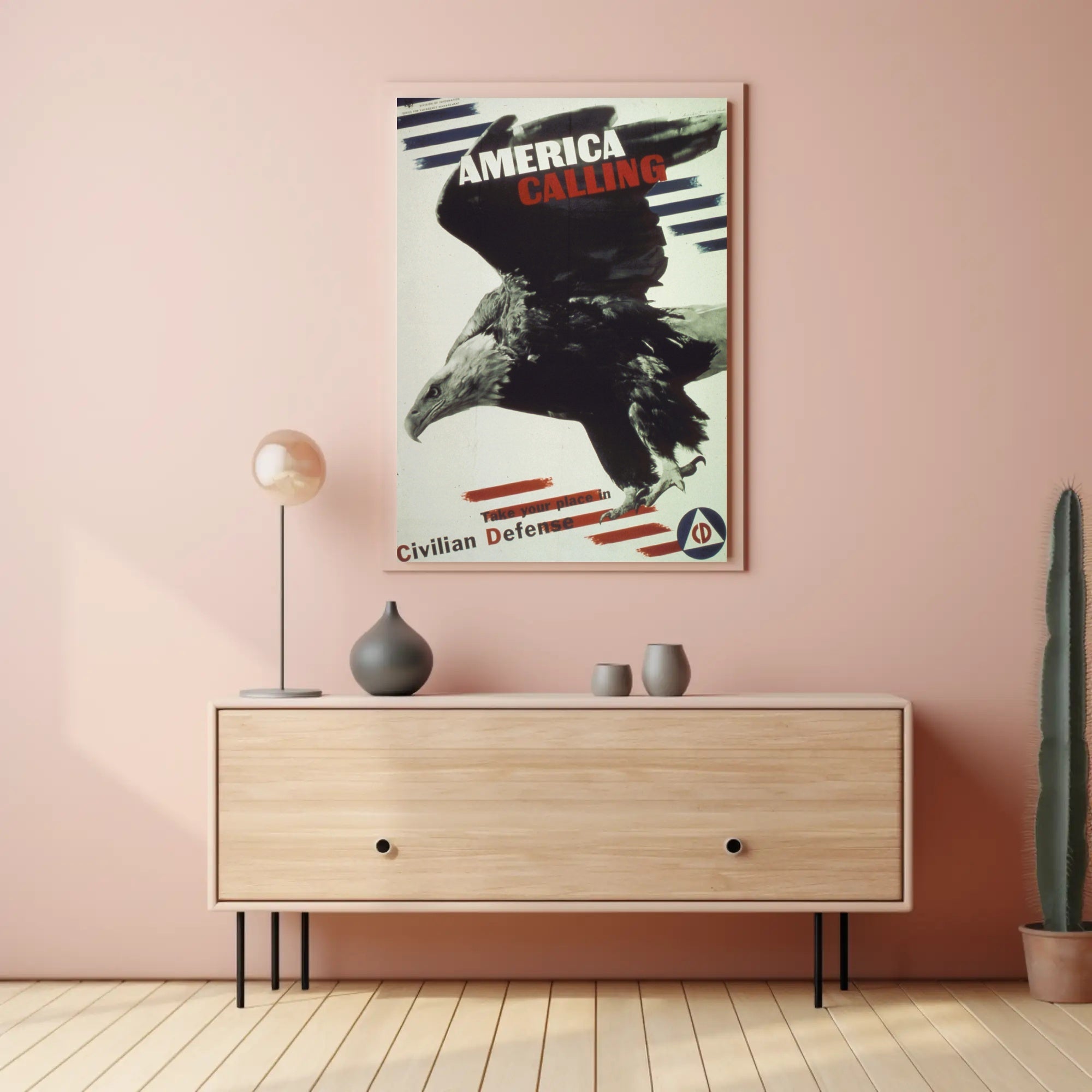 America Calling: Bold Bald Eagle Political or Propaganda Poster PosterGoat