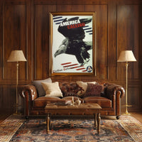 America Calling: Bold Bald Eagle Political or Propaganda Poster PosterGoat