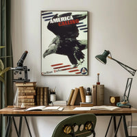 America Calling: Bold Bald Eagle Political or Propaganda Poster PosterGoat