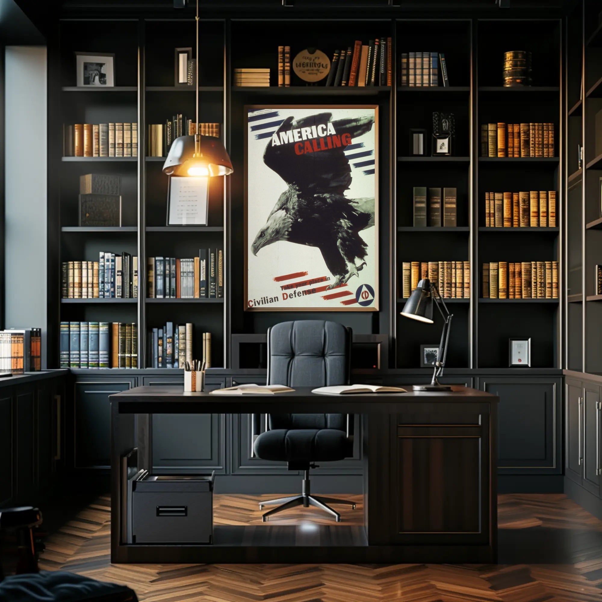 America Calling: Bold Bald Eagle Political or Propaganda Poster PosterGoat