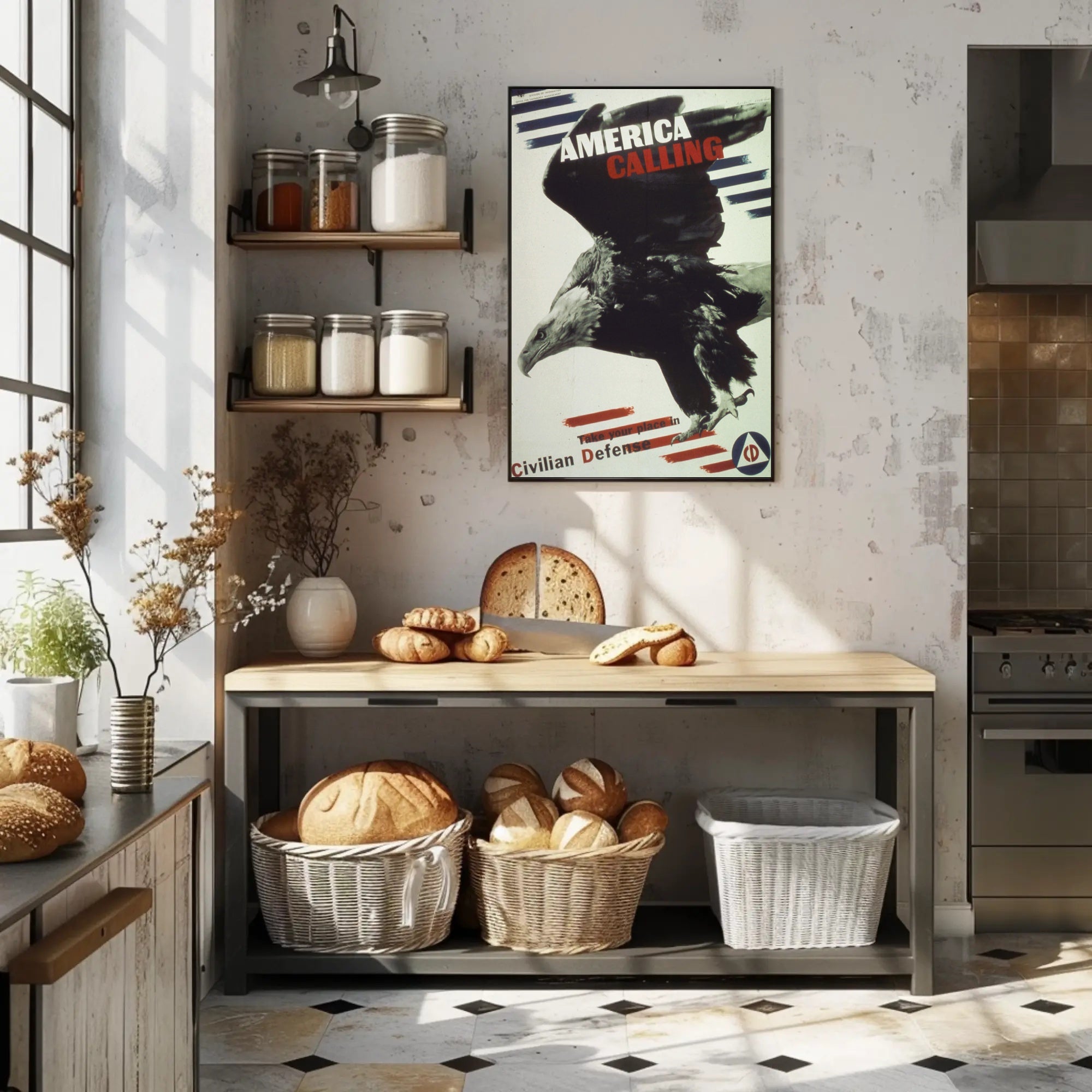 America Calling: Bold Bald Eagle Political or Propaganda Poster PosterGoat