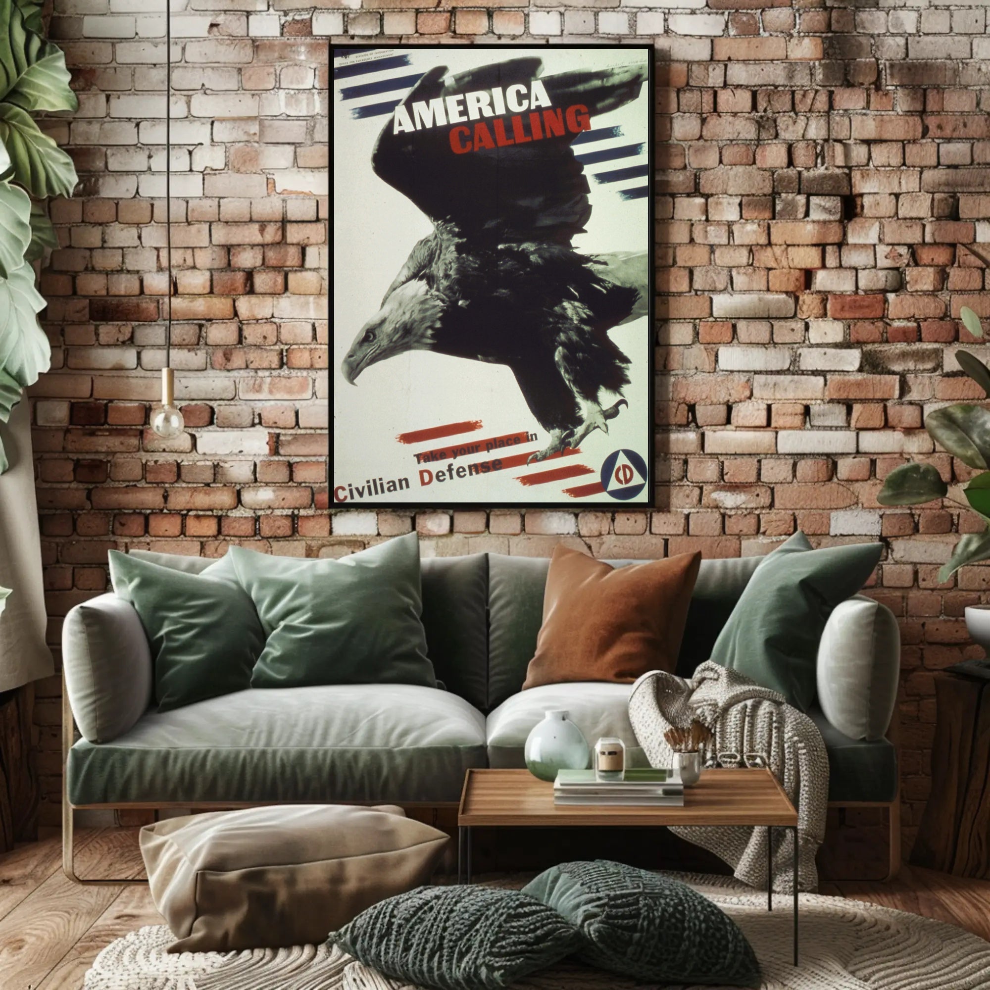 America Calling: Bold Bald Eagle Political or Propaganda Poster PosterGoat