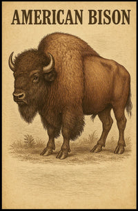 American Bison Vintage Illustration Animal Poster PosterGoat