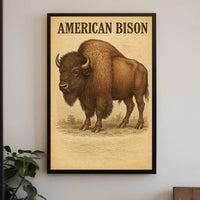 American Bison Vintage Illustration Animal Poster PosterGoat
