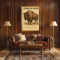 American Bison Vintage Illustration Animal Poster PosterGoat