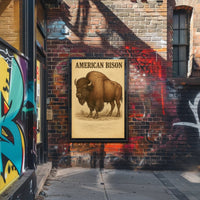 American Bison Vintage Illustration Animal Poster PosterGoat