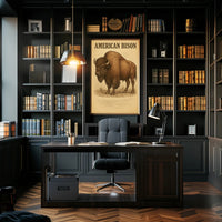 American Bison Vintage Illustration Animal Poster PosterGoat