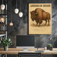 American Bison Vintage Illustration Animal Poster PosterGoat