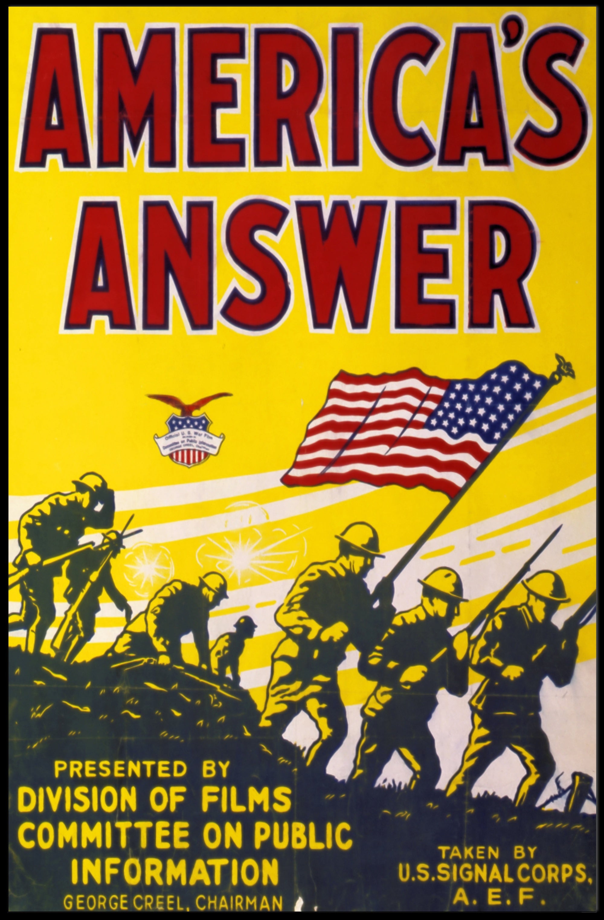 American Soldiers with Flag World War I Poster PosterGoat