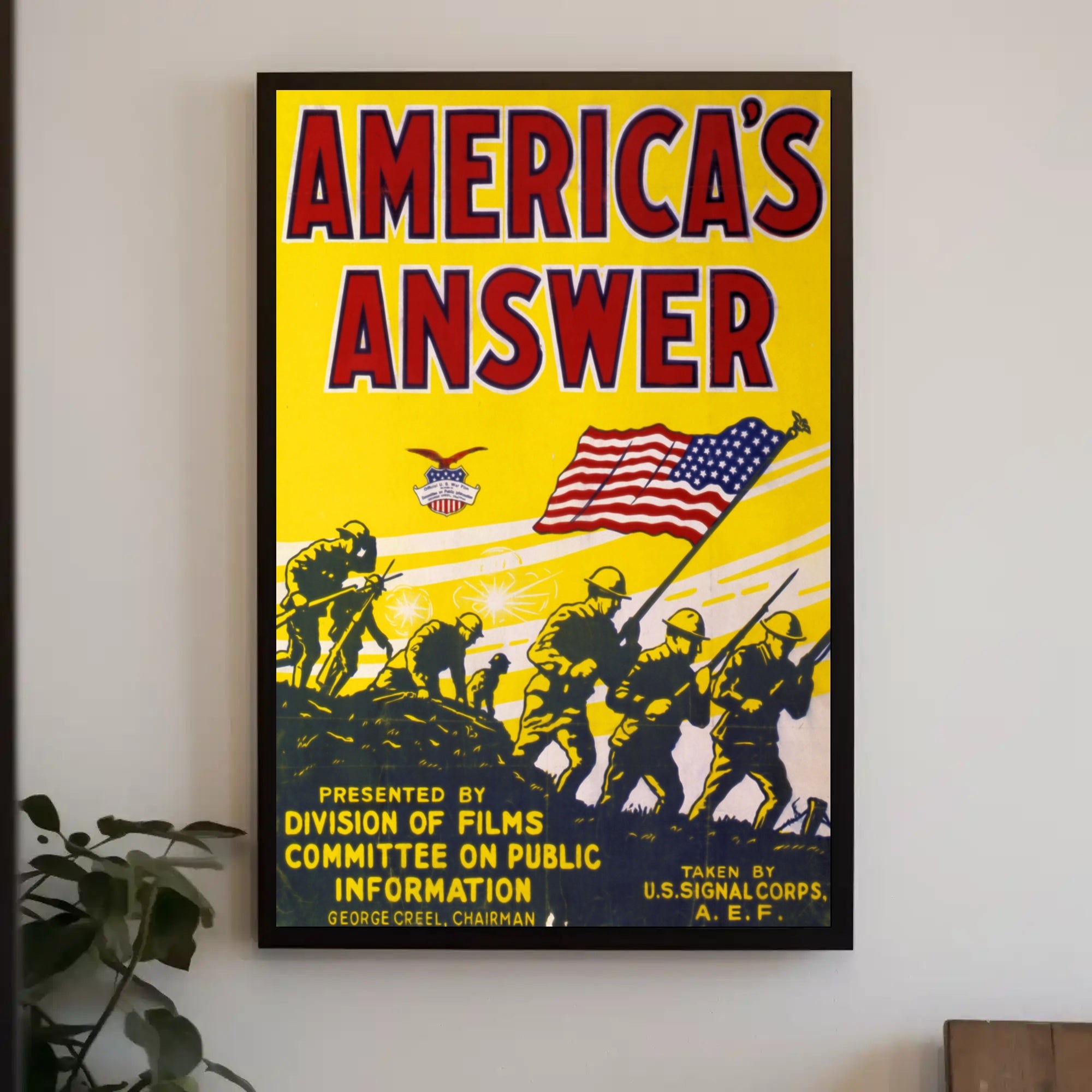 American Soldiers with Flag World War I Poster PosterGoat