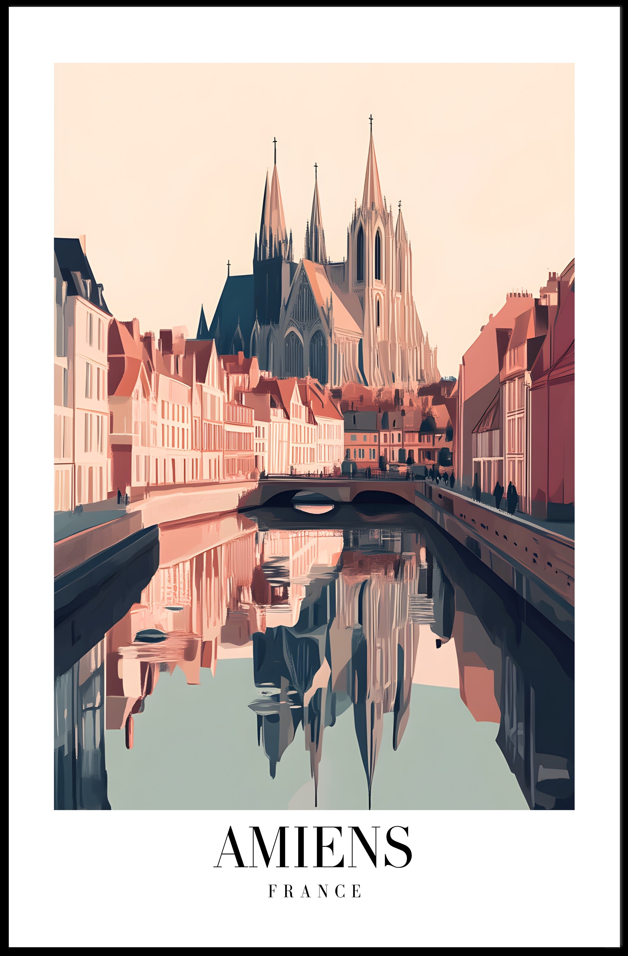 Amiens Cathedral Scenic European Poster PosterGoat
