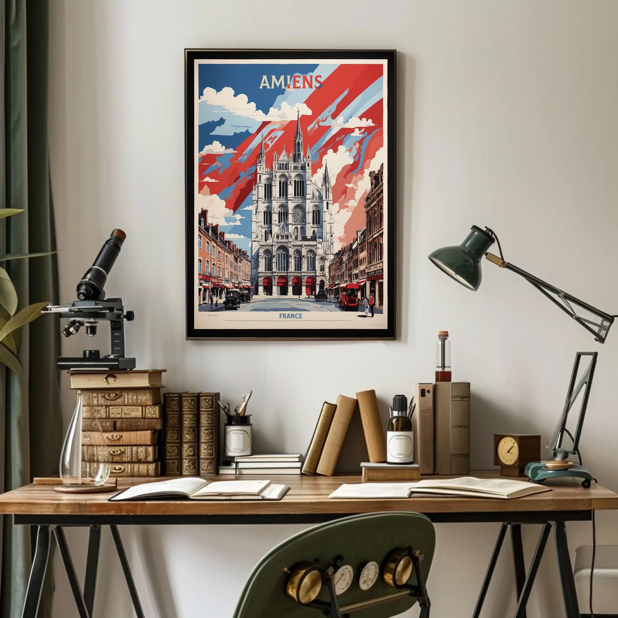 Amiens Cathedral Vibrant Cityscape Artistic Poster PosterGoat