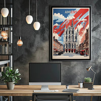 Amiens Cathedral Vibrant Cityscape Artistic Poster PosterGoat