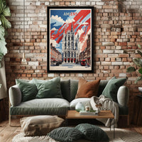 Amiens Cathedral Vibrant Cityscape Artistic Poster PosterGoat