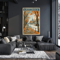 Amsterdam Autumn Canal Vintage Travel Art Poster PosterGoat
