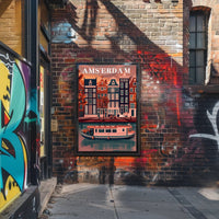 Amsterdam Canal Houses: Warm Scenic Travel Poster PosterGoat