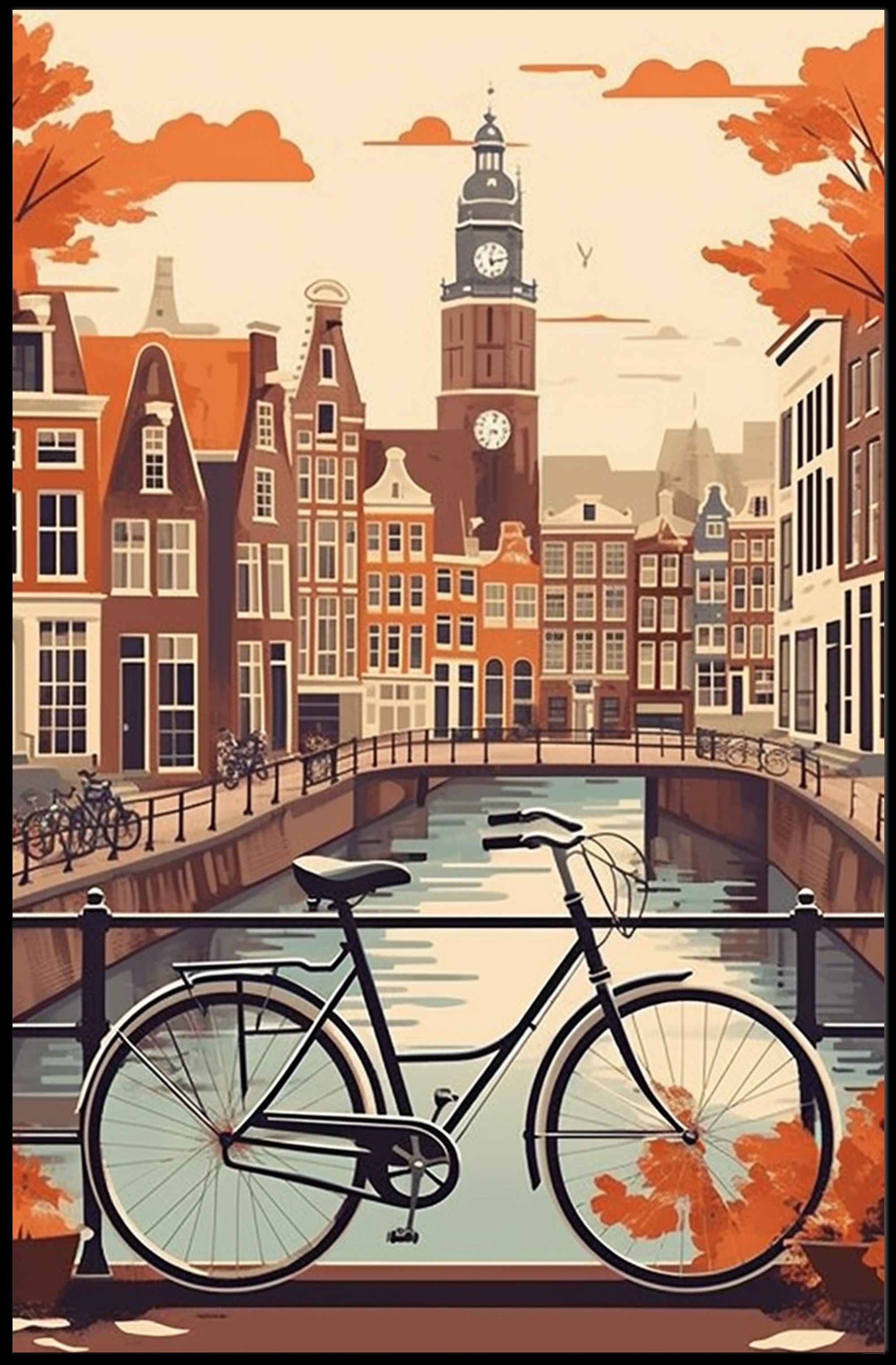 Amsterdam Canal Serene Autumn Travel Poster PosterGoat