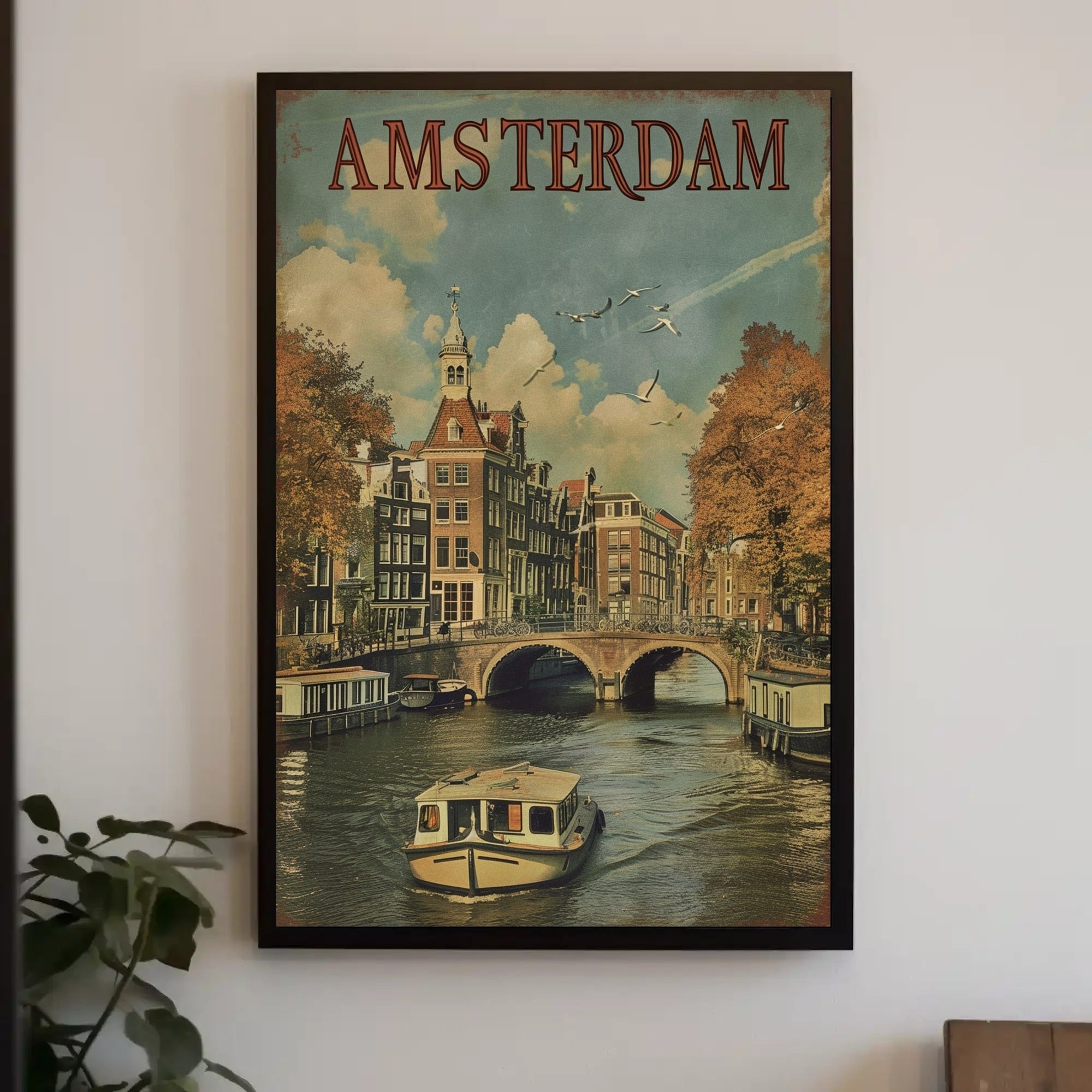 Amsterdam Canal Vintage Travel Poster PosterGoat