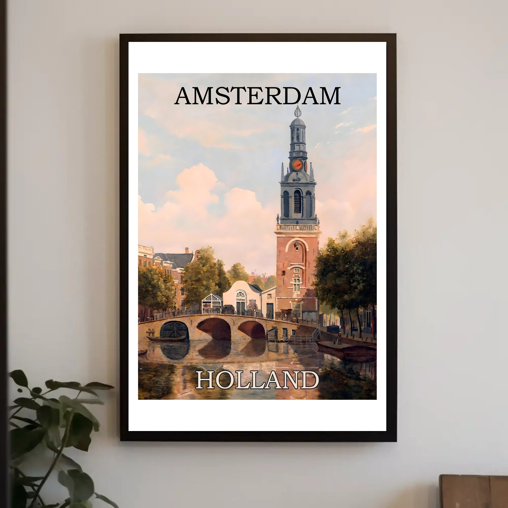 Amsterdam Canal and Bridge Travel Poster PosterGoat