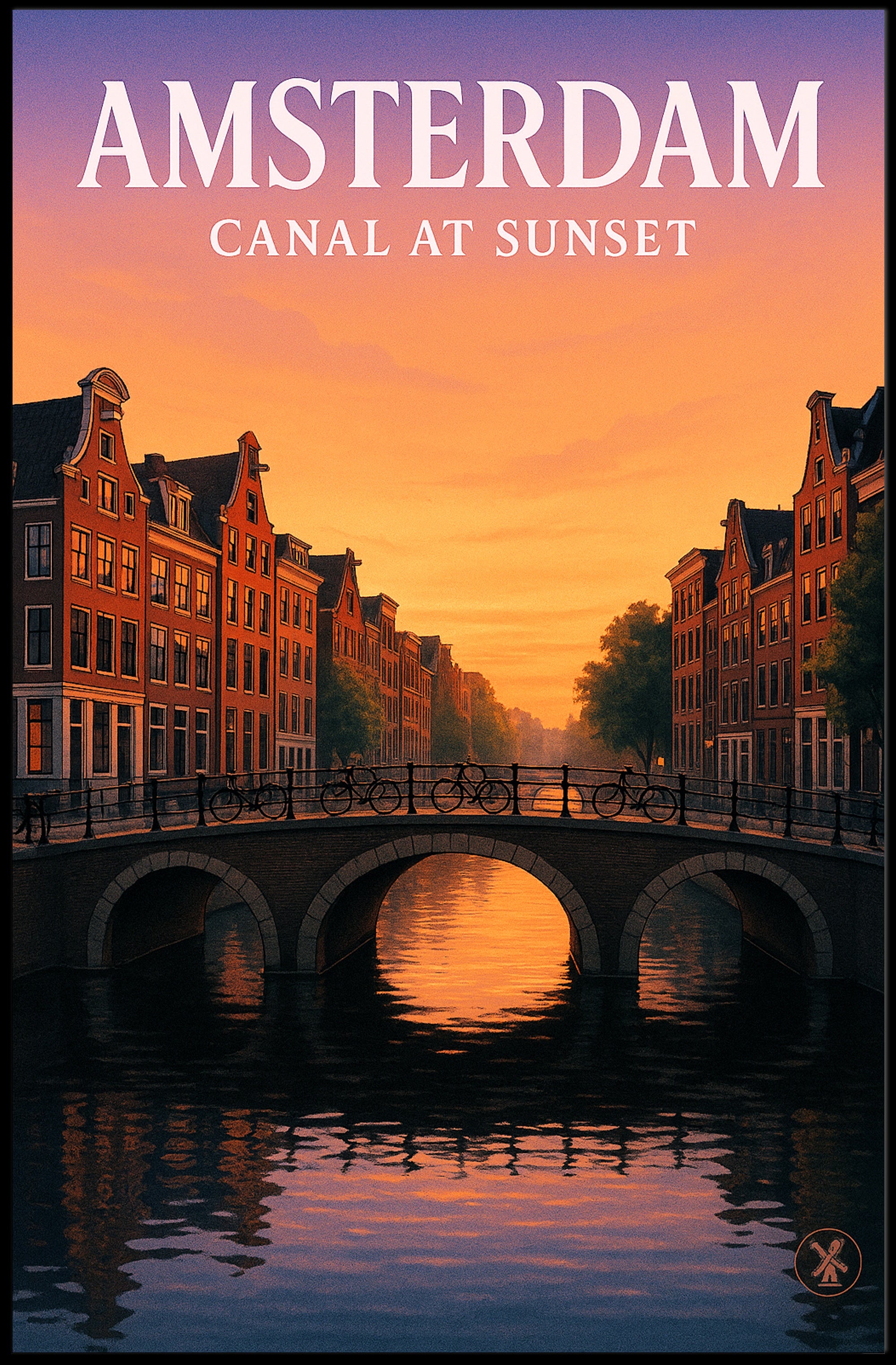 Amsterdam Canal at Sunset Poster PosterGoat