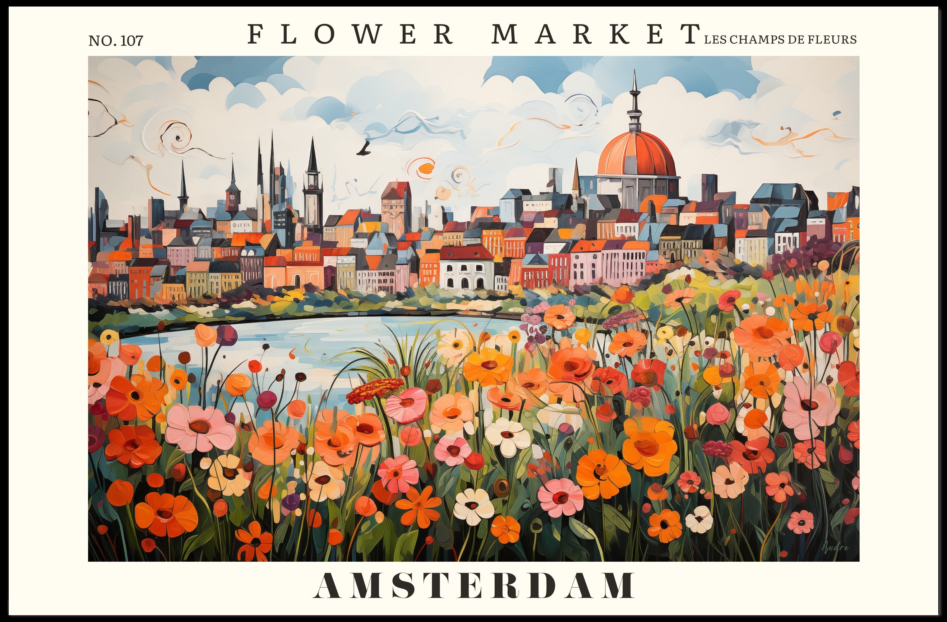 Amsterdam Flower Market Vibrance Urban or Cityscape Poster PosterGoat