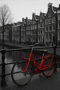 Amsterdam Red Bicycle Nostalgia Travel Poster PosterGoat