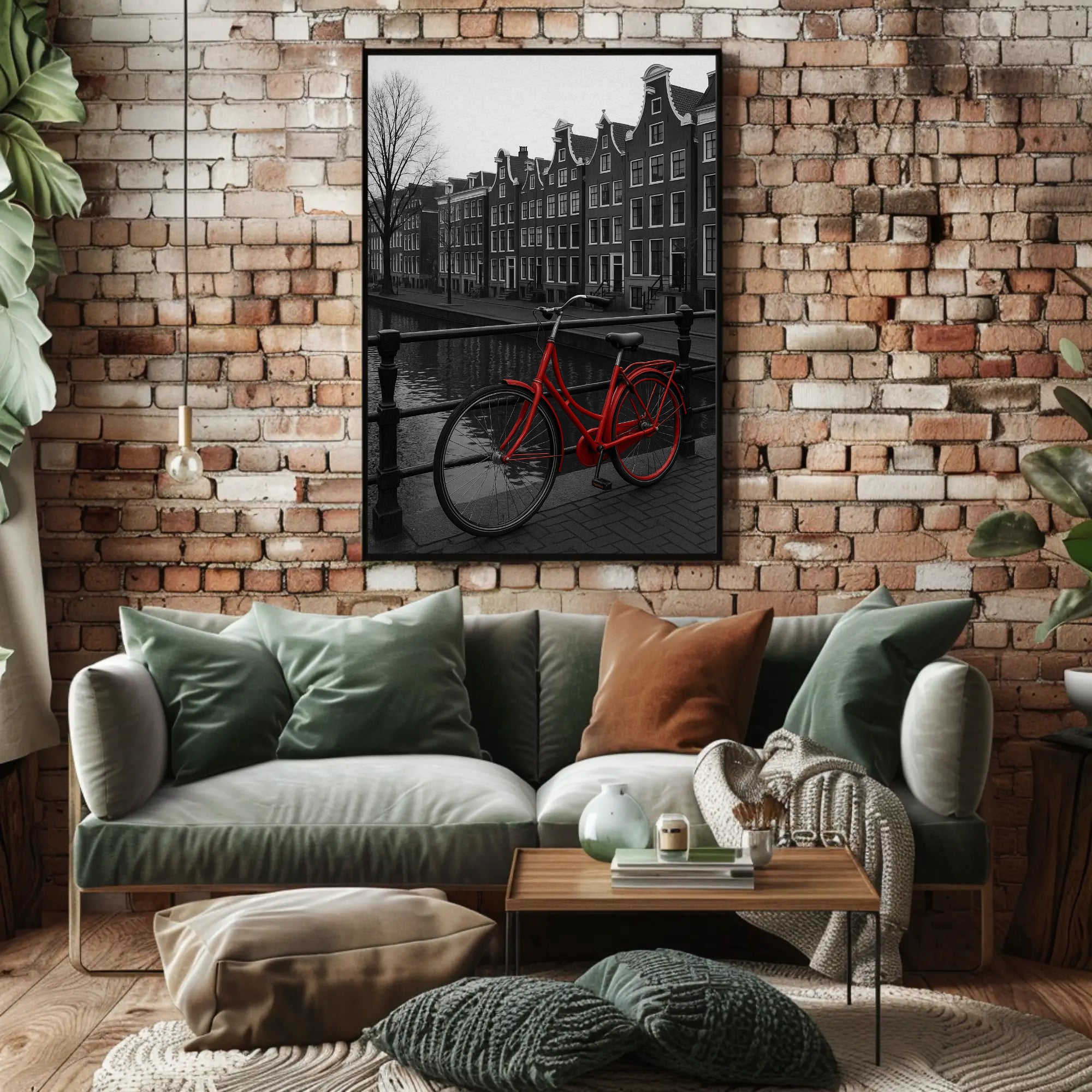 Amsterdam Red Bicycle Nostalgia Travel Poster PosterGoat