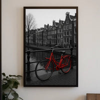 Amsterdam Red Bicycle Nostalgia Travel Poster PosterGoat