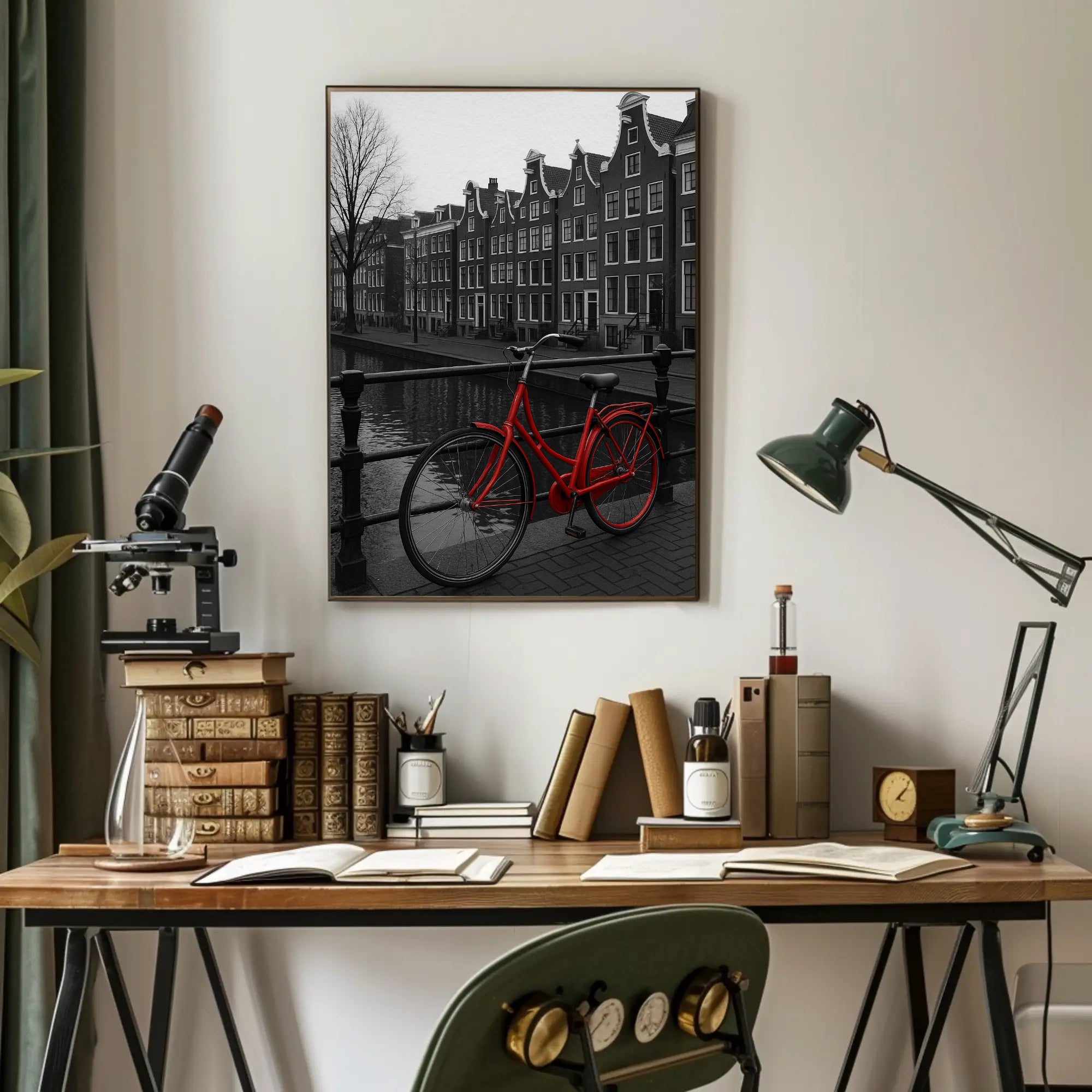 Amsterdam Red Bicycle Nostalgia Travel Poster PosterGoat