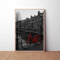 Amsterdam Red Bicycle Nostalgia Travel Poster PosterGoat