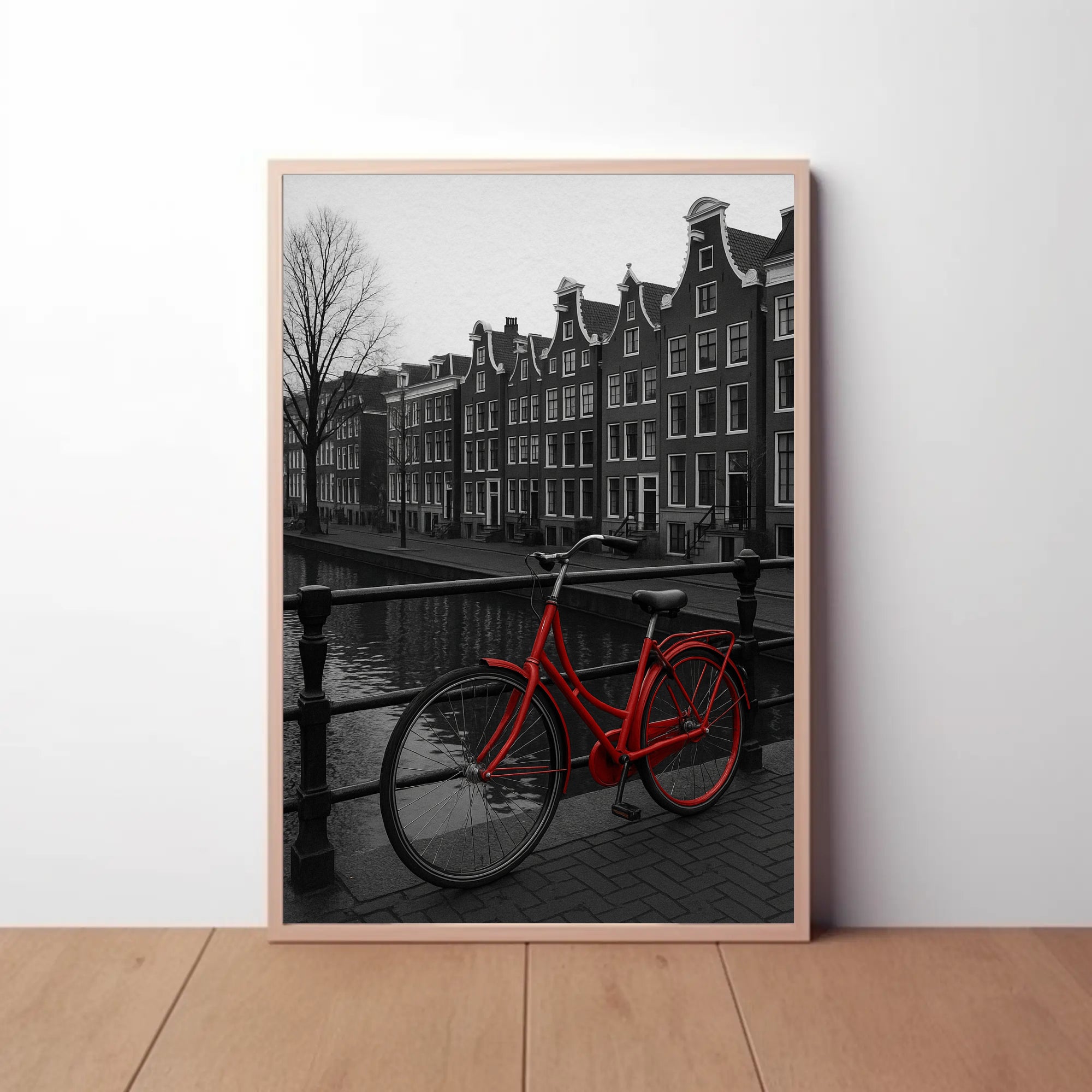 Amsterdam Red Bicycle Nostalgia Travel Poster PosterGoat