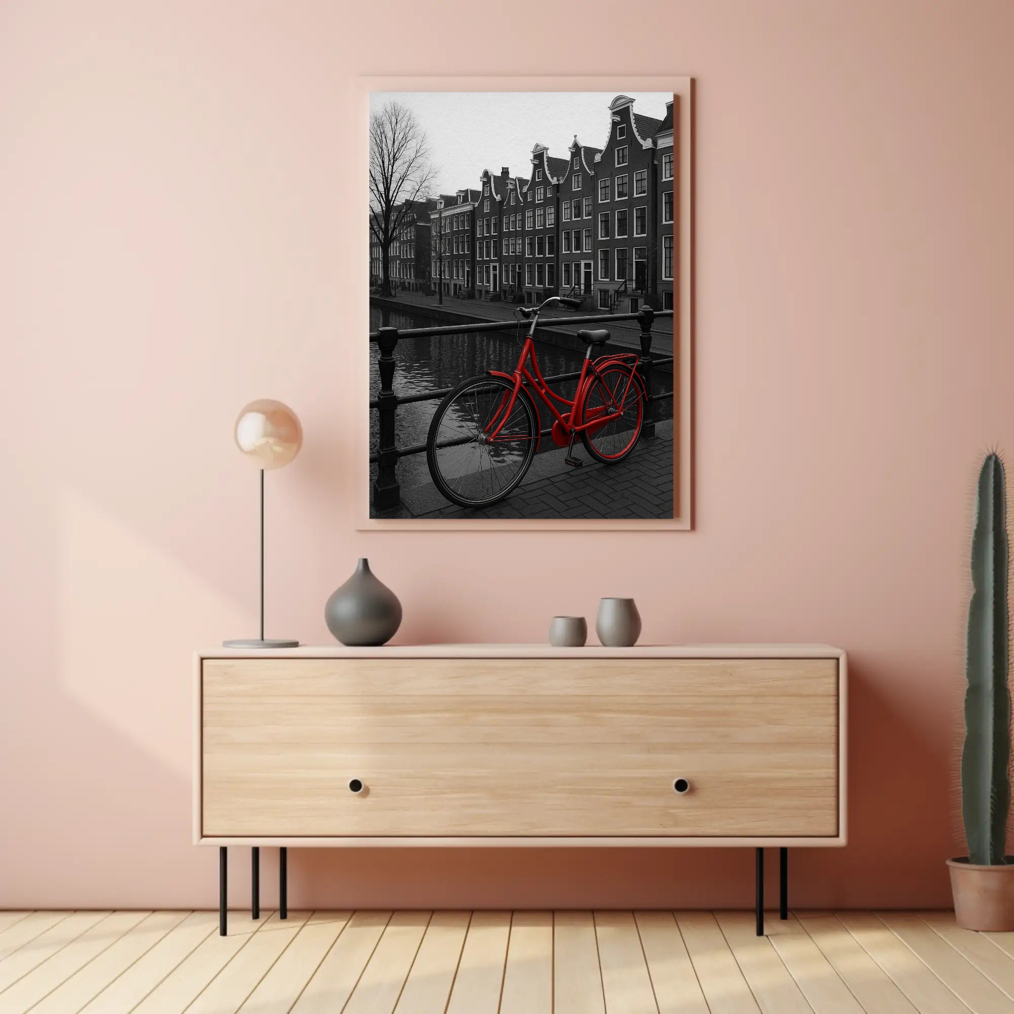 Amsterdam Red Bicycle Nostalgia Travel Poster PosterGoat